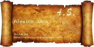 Alexics Sára névjegykártya