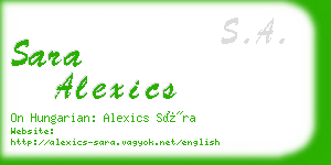 sara alexics business card